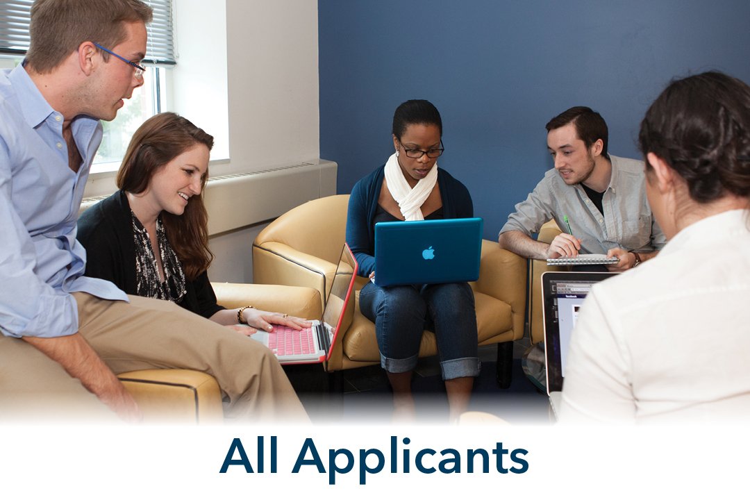 All Applicants; group of students working around laptop