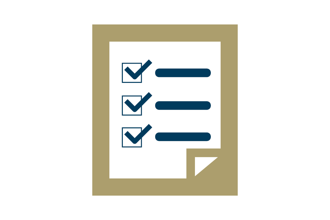 Application process for international students; graphical presentation of checklist