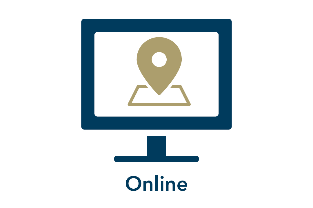 Online; graphical presentation of computer screen with map marker