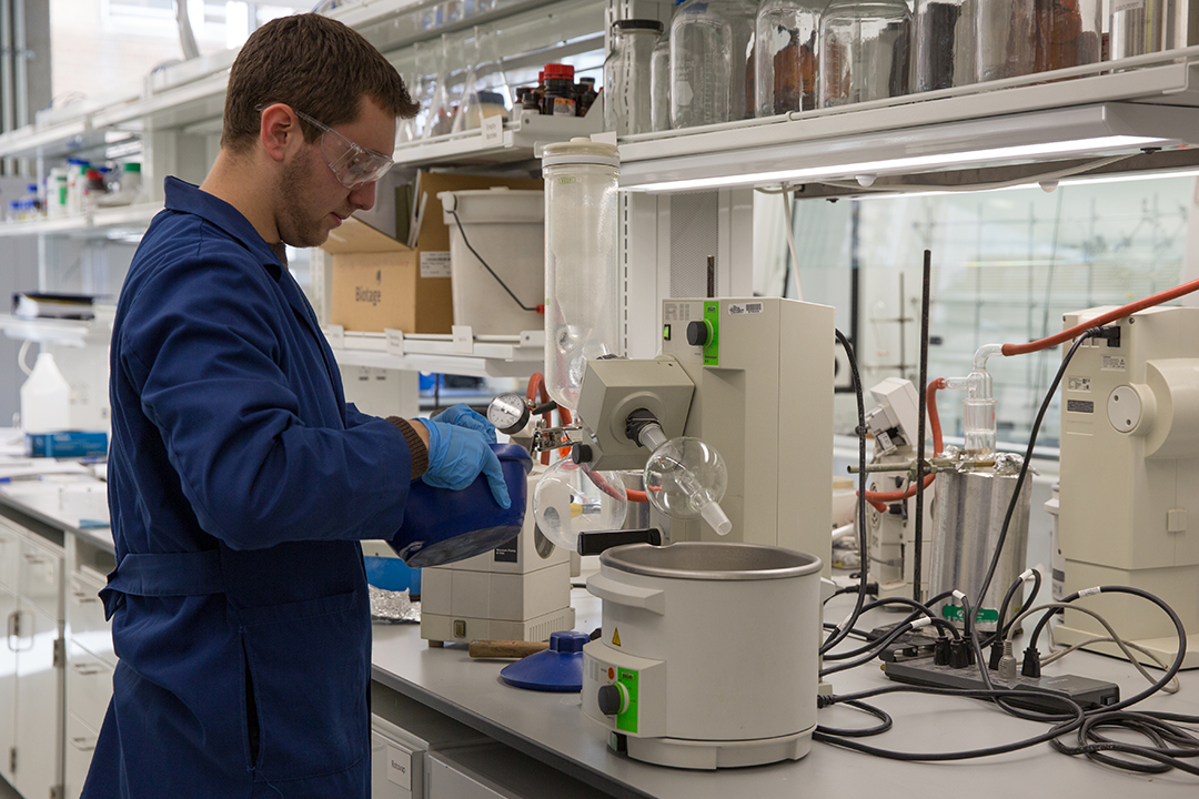 a grad student in a research laboratory