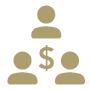 graphical representation of multiple person silhouettes with dollar sign in middle