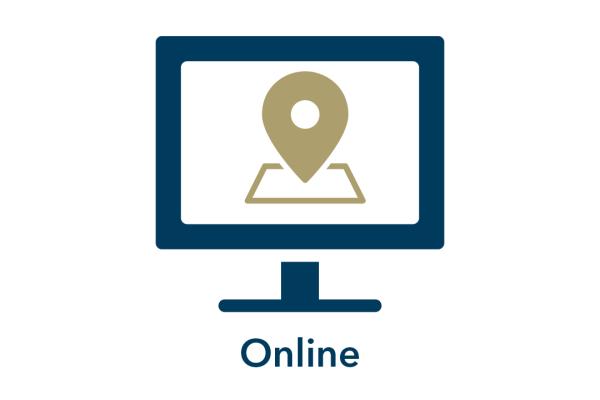 Online; graphical presentation of computer screen with map marker